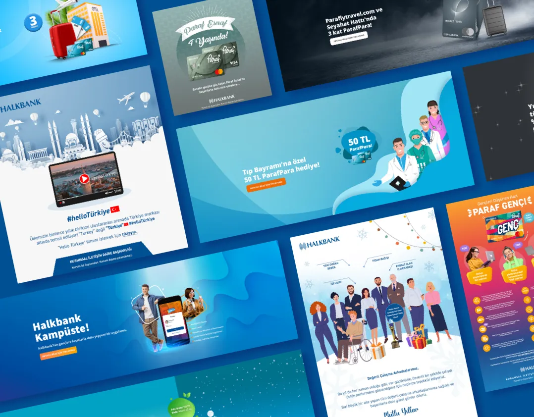 A selection of Halkbank digital campaign visuals