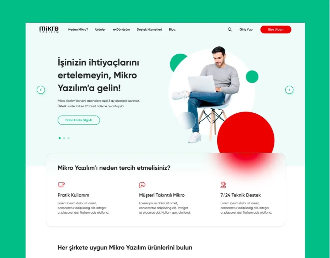 Mikro Yazılım website home page