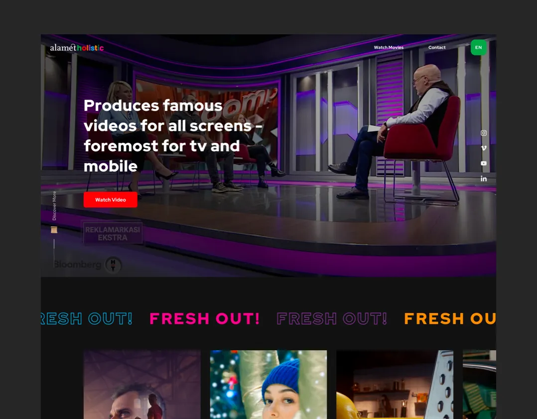 AlametHolistic website: the home page with its video feature